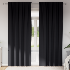 Cortinas con cortinas 2 pcs Negro 245 x 140 cm Poliéster