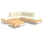 Garden furniture 6 pieces cream pine wood cushions by vidaXL, Garden sets - Ref: Foro24-3096316, Price: 443,45 €, Discount: %