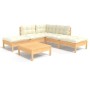 Gartenmöbel 6 Stück Kissen aus cremefarbenem Kiefernholz von vidaXL, Gartensets - Ref: Foro24-3096316, Preis: 457,10 €, Rabat...