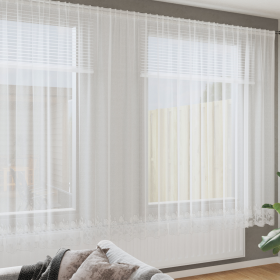Cortinas con cortinas Floral Blanco 400 x 240 cm Poliéster