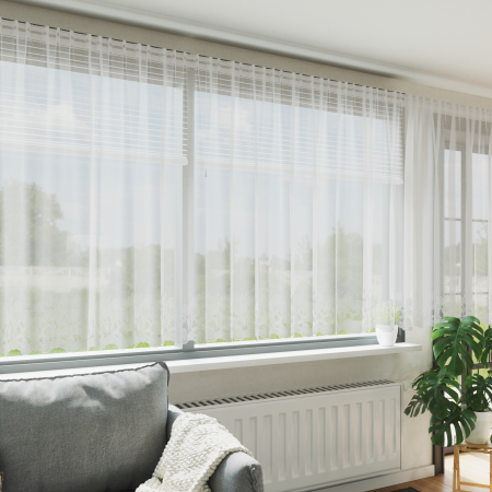 Cortinas con cortinas Floral Blanco 600 x 140 cm Poliéster