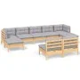 Garden furniture set 9 pieces and gray pine wood cushions by vidaXL, Garden sets - Ref: Foro24-3097102, Price: 653,80 €, Disc...