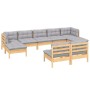 Gartenmöbel-Set 9-teilig und Kissen aus grauem Kiefernholz von vidaXL, Gartensets - Ref: Foro24-3097102, Preis: 663,98 €, Rab...