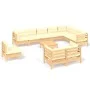 Muebles de jardín 11 pzas y cojines madera maciza de pino crema de vidaXL, Conjuntos de jardín - Ref: Foro24-3096785, Precio:...