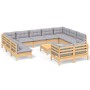 Gartenmöbelset 12 Stück und Kissen aus massivem Kiefernholz von vidaXL, Gartensets - Ref: Foro24-3097264, Preis: 905,16 €, Ra...