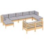 Gartenmöbel-Set 9-teilig und Kissen aus massivem Kiefernholz von vidaXL, Gartensets - Ref: Foro24-3097126, Preis: 683,55 €, R...