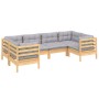 Gartenmöbel-Set 6-teilig und Kissen aus Kiefernholz von vidaXL, Gartensets - Ref: Foro24-3097294, Preis: 460,68 €, Rabatt: %