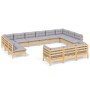 Garden furniture set 13 pieces and gray pine wood cushions by vidaXL, Garden sets - Ref: Foro24-3097282, Price: 992,83 €, Dis...