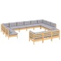 Garden furniture set 13 pieces and gray pine wood cushions by vidaXL, Garden sets - Ref: Foro24-3097282, Price: 992,83 €, Dis...
