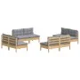 Garden furniture set 8 pieces and gray pine wood cushions by vidaXL, Garden sets - Ref: Foro24-3096039, Price: 589,55 €, Disc...