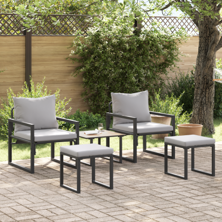 Conjunto de sofá de jardín 4 pcs Negro 61 x 72.5 x 71 cm Acero
