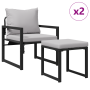 Conjunto de sofá de jardín 4 pcs Negro 61 x 72.5 x 71 cm Acero