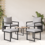 Conjunto de sofá de jardín 4 pcs Negro 61 x 72.5 x 71 cm Acero