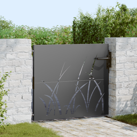 Puerta de jardín con cerradura Negro 105 x 100 cm