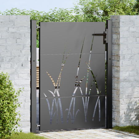 Puerta de jardín Negro 105 x 150 cm
