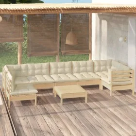 Garden furniture 8 pieces cream pine wood cushions by vidaXL, Garden sets - Ref: Foro24-3096436, Price: 608,70 €, Discount: %