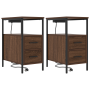 Cajoneras de Noche con cajón 2 pcs Marrón roble 30 x 48 x 61 cm