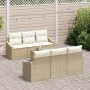Conjunto de sofá de jardín 7 pcs Beige y Crema 55 x 55 x 37 cm