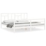 White solid wood bed frame with headboard 200x200 cm by vidaXL, Beds and slatted bases - Ref: Foro24-3194982, Price: 153,65 €...