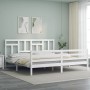 Weißer Massivholzbettrahmen mit Kopfteil 200x200 cm von vidaXL, Betten und Lattenroste - Ref: Foro24-3194982, Preis: 153,55 €...