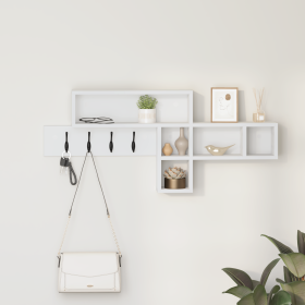 Perchero de pared con estante con almacenamiento Blanco 100 x