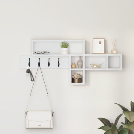 Perchero de pared con estante con almacenamiento Blanco 100 x