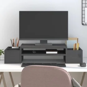 Solid pine wood monitor stand in gray, 70x27.5x15 cm by vidaXL, Computer bases and risers - Ref: Foro24-813966, Price: 31,10 ...