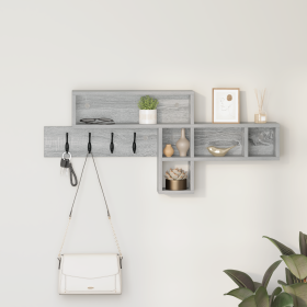 Perchero de pared con estante Gris sonoma 100 x 12 x 43.5 cm