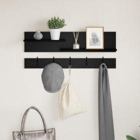 Perchero de pared con estante Roble negro 90 x 15 x 36 cm