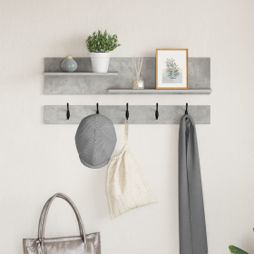 Perchero de pared con estante Gris hormigón 90 x 15 x 36 cm