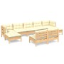 Muebles de jardín 9 piezas cojines madera de pino color crema de vidaXL, Conjuntos de jardín - Ref: Foro24-3097103, Precio: 7...