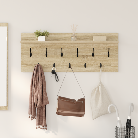 Perchero de pared con estante Roble Sonoma 100 x 40 x 12 cm