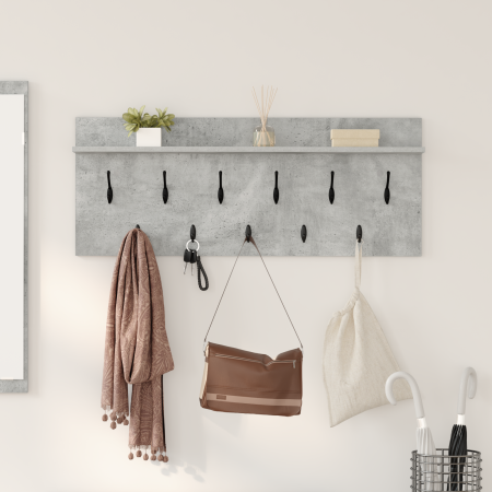 Perchero de pared con estante Gris hormigón 100 x 40 x 12 cm