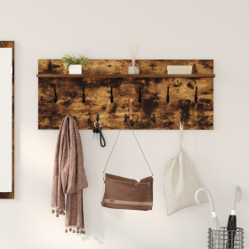 Perchero de pared con estante Roble ahumado 100 x 40 x 12 cm