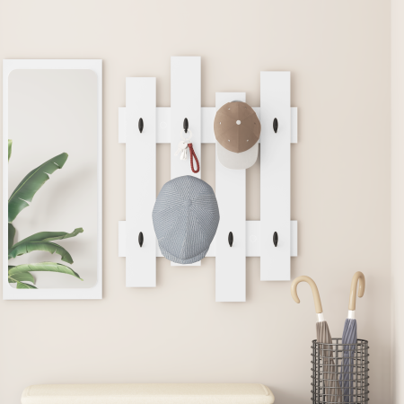 Perchero de pared Blanco 60 x 3 x 82 cm Madera contrachapada