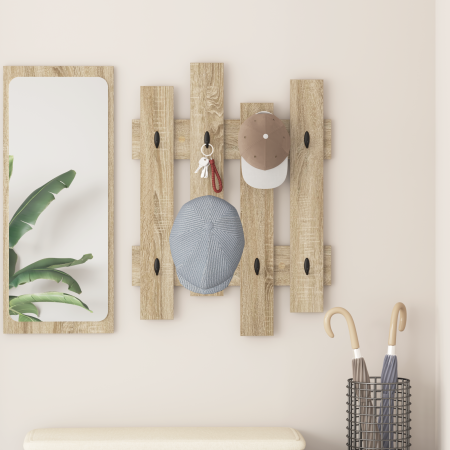 Perchero de pared Roble de Sonoma 60 x 3 x 82 cm