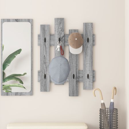Perchero de pared con almacenamiento Gris sonoma 60 x 3 x 82 cm