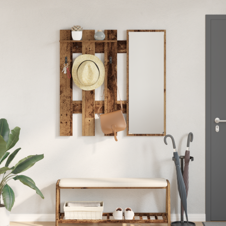Perchero de pared Madera envejecida 100 x 10 x 100 cm