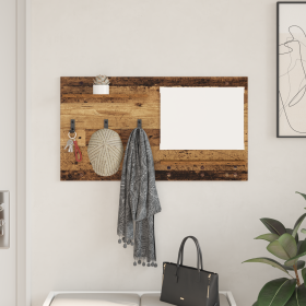 Perchero de pared con estante Madera envejecida 90 x 10 x 50 cm