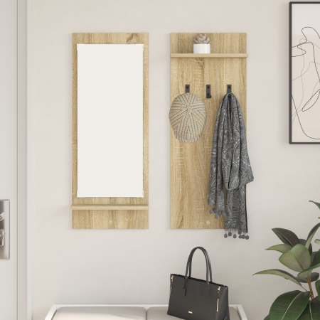 Perchero de pared con estante Roble de Sonoma 70 x 10 x 90 cm
