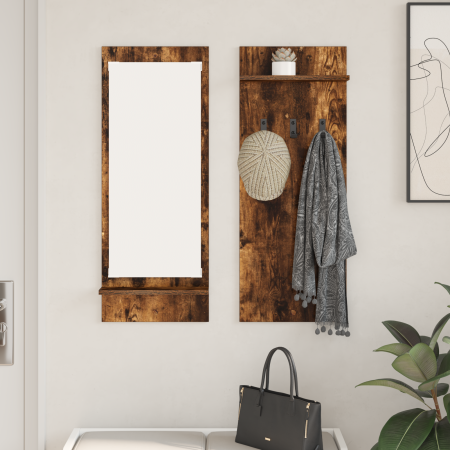 Perchero de pared con estante Roble ahumado 70 x 10 x 90 cm