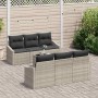 Conjunto de sofá de jardín 7 pcs Gris Claro 55 x 55 x 37 cm
