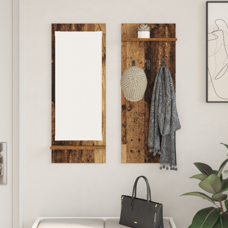 Perchero de pared con estante Madera envejecida 70 x 10 x 90 cm