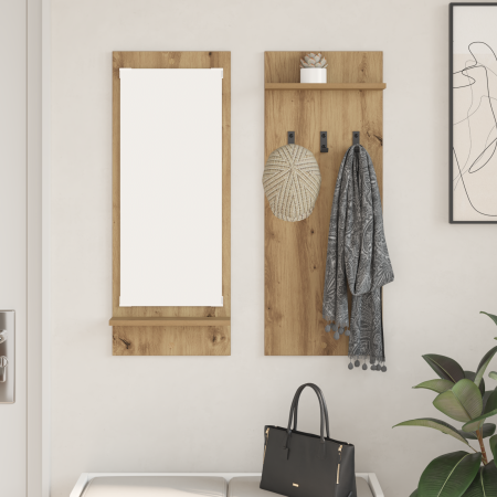Perchero de pared con estante Roble artesanal 70 x 10 x 90 cm