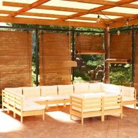 Garden furniture 12 pieces and cushions solid pine wood by vidaXL, Garden sets - Ref: Foro24-3097271, Price: 871,85 €, Discou...