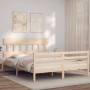 Bed frame with solid wood headboard 160x200 cm by vidaXL, Beds and slatted bases - Ref: Foro24-3195166, Price: 135,06 €, Disc...
