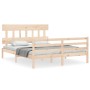 Bed frame with solid wood headboard 160x200 cm by vidaXL, Beds and slatted bases - Ref: Foro24-3195166, Price: 135,06 €, Disc...