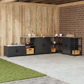Estante de almacenamiento de cocina Negro 60 x 50 x 92 cm Acero