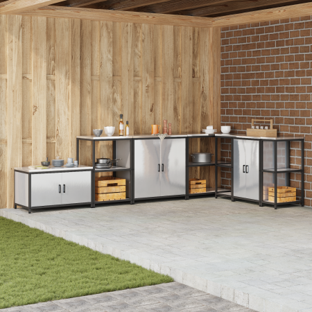 Estante de almacenamiento de cocina Plateado 60 x 50 x 92 cm