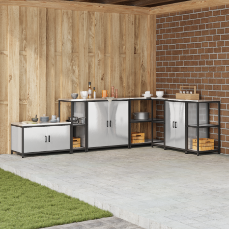 Estante de almacenamiento de cocina Plateado 60 x 50 x 92 cm